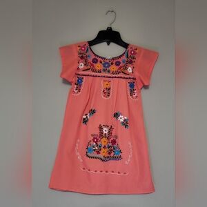 Embroidered Pink Kids Dress